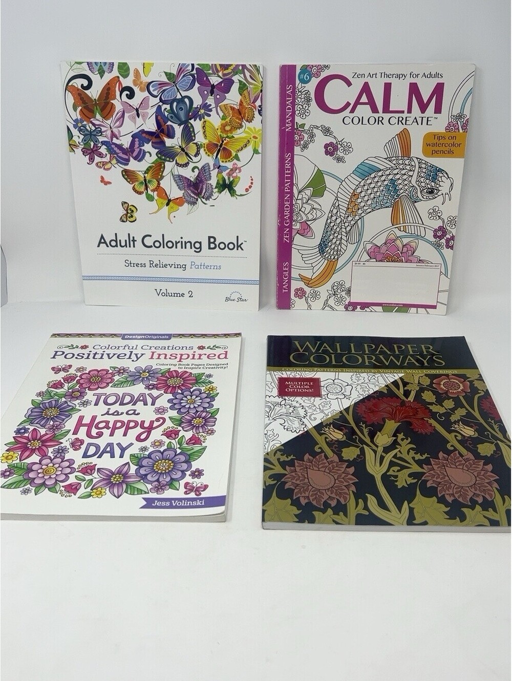 Lot 4 Adult Coloring Books Stress Relief CALM Positively Inspired Wallpaper NEW